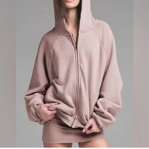 SKIMS French Terry Deconstructed Zip Hoodie Fawn M NWT (SK0251)